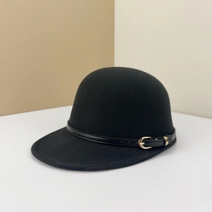 Chapeau Équestre Vintage Cloche En Feutre De Laine Pour Femmes Avec Bande En Cuir Et Boucle Métallique Élégant