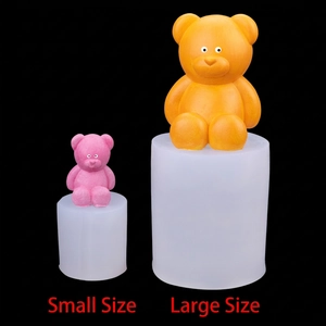 3D Bear Shape Silicone Mold For DIY Handmade Candle Soap Resin Aromatherapy Ornament Decorative Cute Teddy