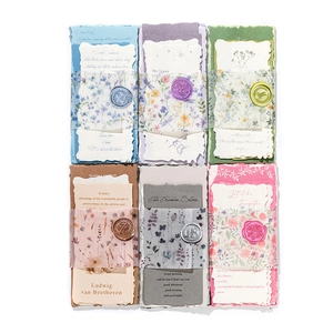 Vintage DIY scrapbooking paper set with floral wax seals in six assorted colors