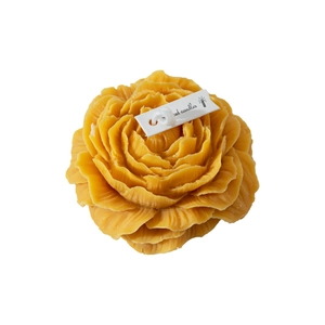 Exquisite yellow peony flower shaped scented candle with petal details for home decor