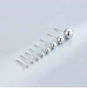 Set of eight pairs of S925 sterling silver ball stud earrings in varying sizes
