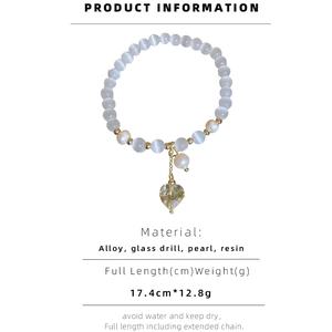 Détails du bracelet en perles et œil de chat avec dimensions et matériaux précis