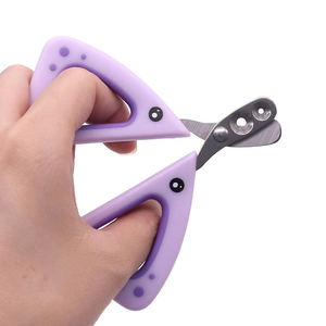 Purple bird-shaped pet nail clipper with stainless steel dual holes for safe trimming