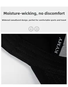 Detail view of the widened moisture-wicking sweatband inside the black baseball cap
