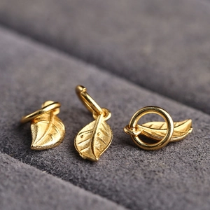 Detailed S925 sterling silver leaf pendants in vintage gold finish for jewelry making