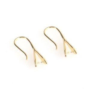 Minimalist Y-shaped golden copper ear hooks with polished metallic finish for DIY jewelry
