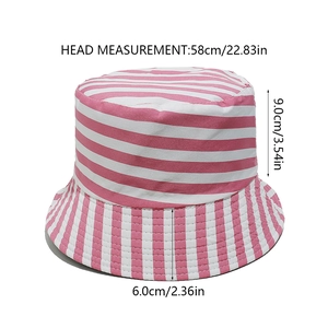 Guide des tailles détaillé pour chapeau bob rayé rose avec mesures précises