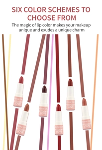 Lipstick set with 6 shades including berry and red tones displayed on a clean background