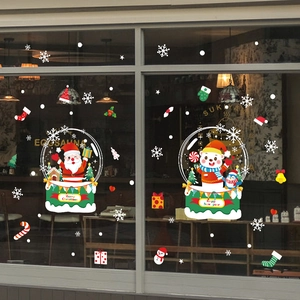 Stickers de Noël pour fenêtres avec Père Noël et bonhomme de neige pour décoration vitrée
