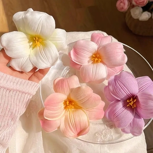 Elegant 3D tulip flower hair clips in white, pink, orange, and purple for women