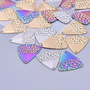 Hammered triangular stainless steel necklace charms in gold, silver and rainbow colors