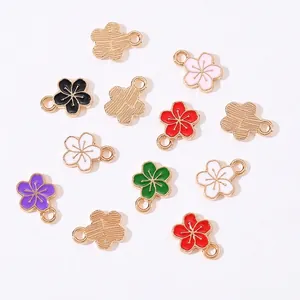 DIY colorful enamel flower charms with gold frames for earrings and necklaces