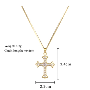 Detailed size specifications for the gold cross necklace with crystal pavé pendant