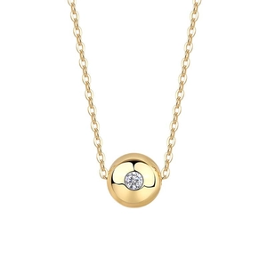 Minimalist gold S925 silver necklace with a round pendant and a single moissanite stone