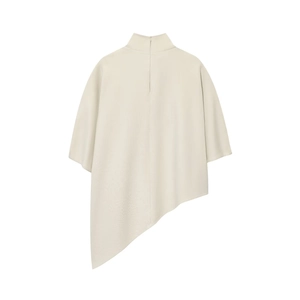 Women casual off-white asymmetric top with high collar and minimalist design set
