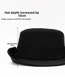 Dettaglio della corona profonda 10 cm di questo cappello da sole alla pescatora nero