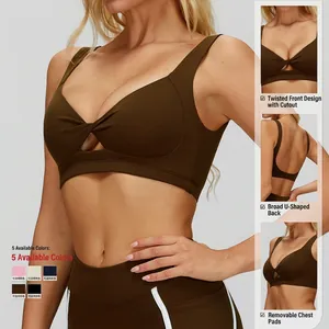 Reggiseno sportivo cut-out da donna con schiena quadrata e imbottitura rimovibile
