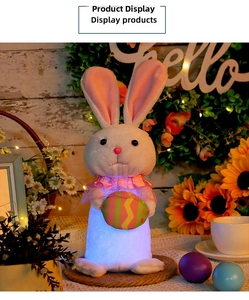 Luminous plush Easter bunny detail with glowing LED base and colorful egg decoration
