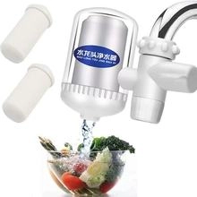 Detail of faucet water purifier with transparent housing and ceramic filter replacement set