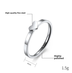 Detail view of heart ring with I LOVE YOU engraving and 4mm width specification