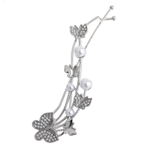 Butterfly Hair Clip Alloy Rhinestone Faux Artificial Pearl Side Clip Elegant Fashion Hair Accessories For Women