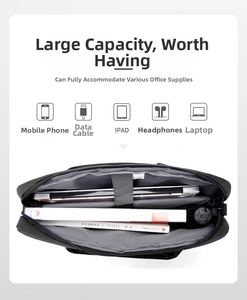 Internal view of laptop bag with padded compartment and organized storage for office gear