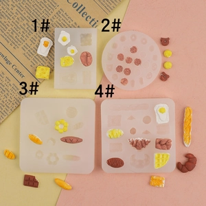 Translucent silicone molds for DIY miniature donuts and waffles on vintage background