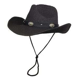 Chapeau De Paille Cowboy Western Tissé Bord Large Protection Solaire Extérieur Plage Vintage Avec Jugulaire Réglable Hommes Femmes