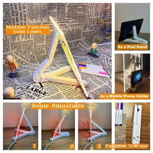 White adjustable folding stand for tablets and phones with multi-angle support