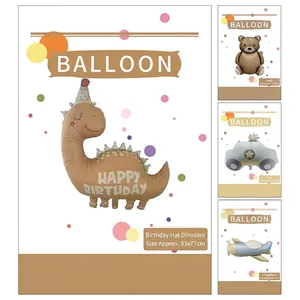 Ballons en aluminium ours et dinosaure rétro pour décoration fête anniversaire