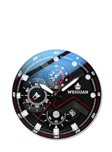 Men's Black Warrior luminous watch with red accents, textured dial and date display