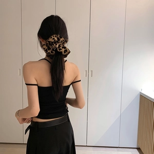 Large Leopard Print Scrunchie Elastic Fabric Hair Tie Ponytail Holder Fashionable Accessory For Women