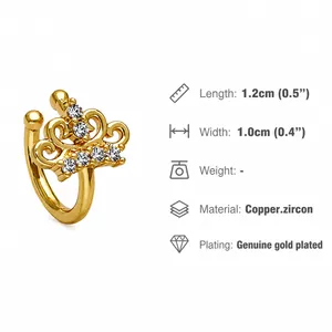Guide des tailles pour bague d'oreille couronne avec mesures et matériaux en cuivre