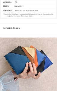 Detailed view of slim cross-grain PU leather card wallets with multi-slot design