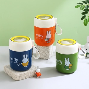 Portable 304 stainless steel insulated food jars by Miffy with handles and clear lids