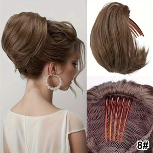 Short Curly Ponytail Extension Synthetic High Temperature Fiber Claw Clip Comb Attachment Natural Wavy Hairpiece Women