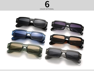 Showcase of six vintage rectangular sunglasses colors with star rivet details