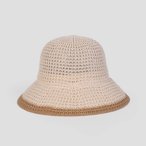 Cappello Alla Pescatora Elegante In Maglia Da Donna Traspirante Protezione Solare Tesa Larga Pieghevole Intrecciato