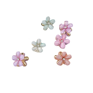 Mini floral hair clips set with macaron colors and sparkling rhinestones for women