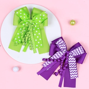 Double-layered Halloween hair bows with polka dots and wave patterns for girls