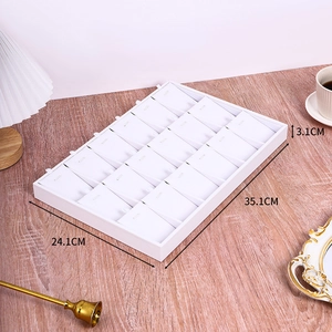 20-slot white jewelry display tray 35.1x24.1x3.1cm for necklace and pendant storage