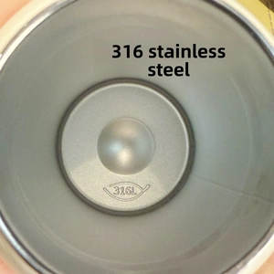 Close-up detail of high-quality 316L stainless steel interior lining of the thermos flask