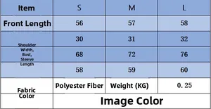 Size chart for slim long sleeve knit top with S, M, L measurements in centimeters