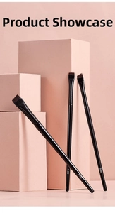 Three precision angled makeup brushes A-101 A-102 A-103 with sleek black handles
