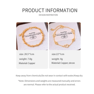 Détails des bracelets plaqués or 24 carats avec spécifications en cuivre et en zircon