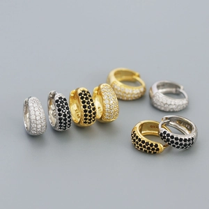 925 Sterling Silver Huggie Hoop Earrings U-Shaped Micro Pave Cubic Zirconia Multi Row Minimalist Elegant Jewelry Women