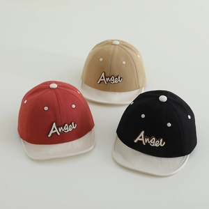 Toddler Baseball Cap Cotton Angel Letter Embroidery Color Block Soft Brim Sun Hat For Infant Kids