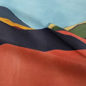 Bohemian tapestry featuring an abstract landscape print with soft brushed fabric texture