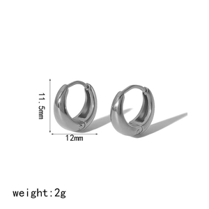 Macro view of U-shaped stainless steel earrings with 11.5mm height and 12mm width