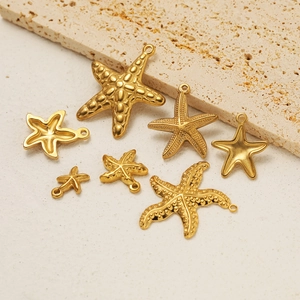 Gold plated stainless steel starfish pendants for DIY jewelry making in various sizes
